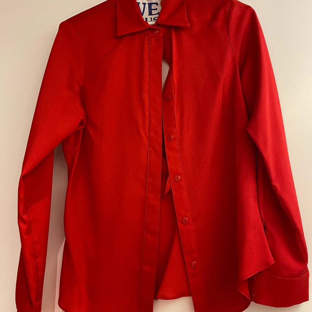 Silk Button Down With Open Back - image 1